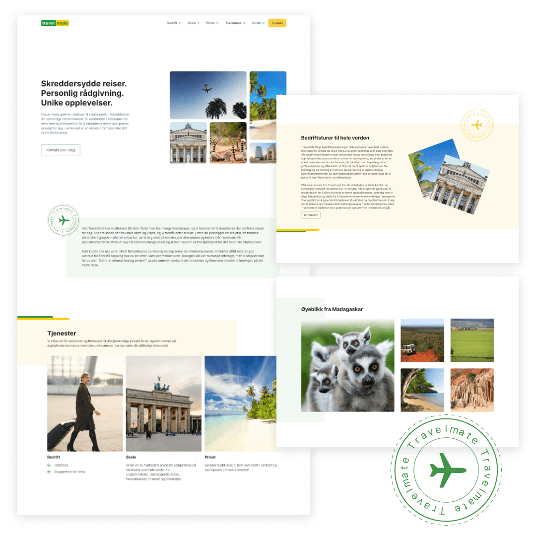 Skjermbilde fra prosjektet Travelmate - nye nettsider