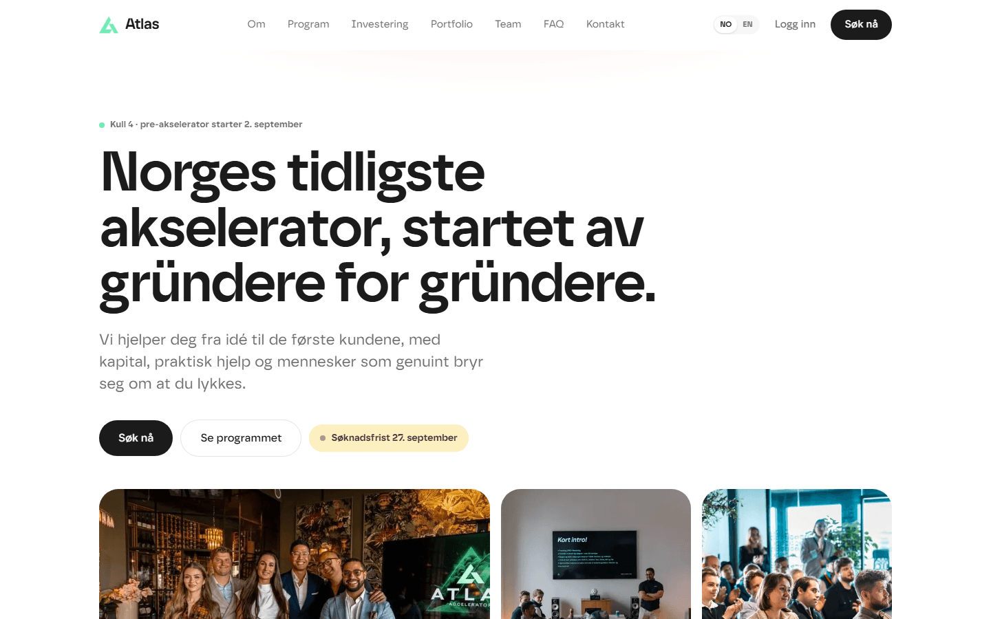 Skjermbilde av atlasaccelerator.no
