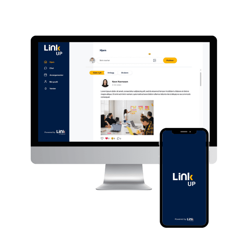 Skjermbilde fra prosjektet LinkUp - Nettverksappen for nettverk og bedrifter