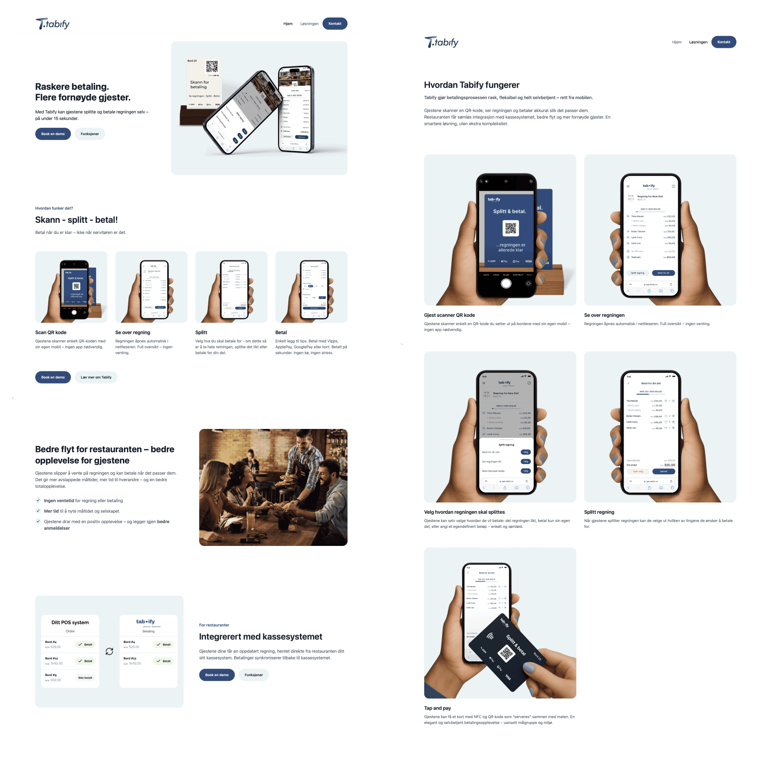 Skjermbilde fra prosjektet Nettside og design for Tabify