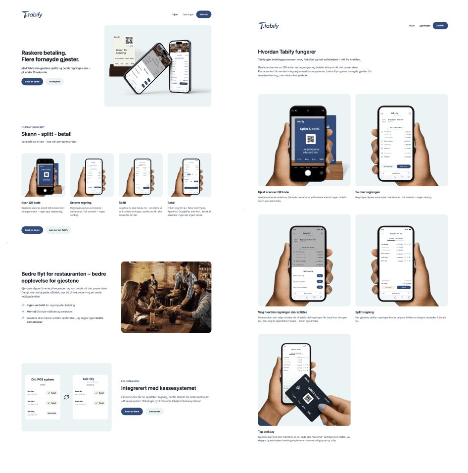 Coverbilde for prosjektet Nettside og design for Tabify