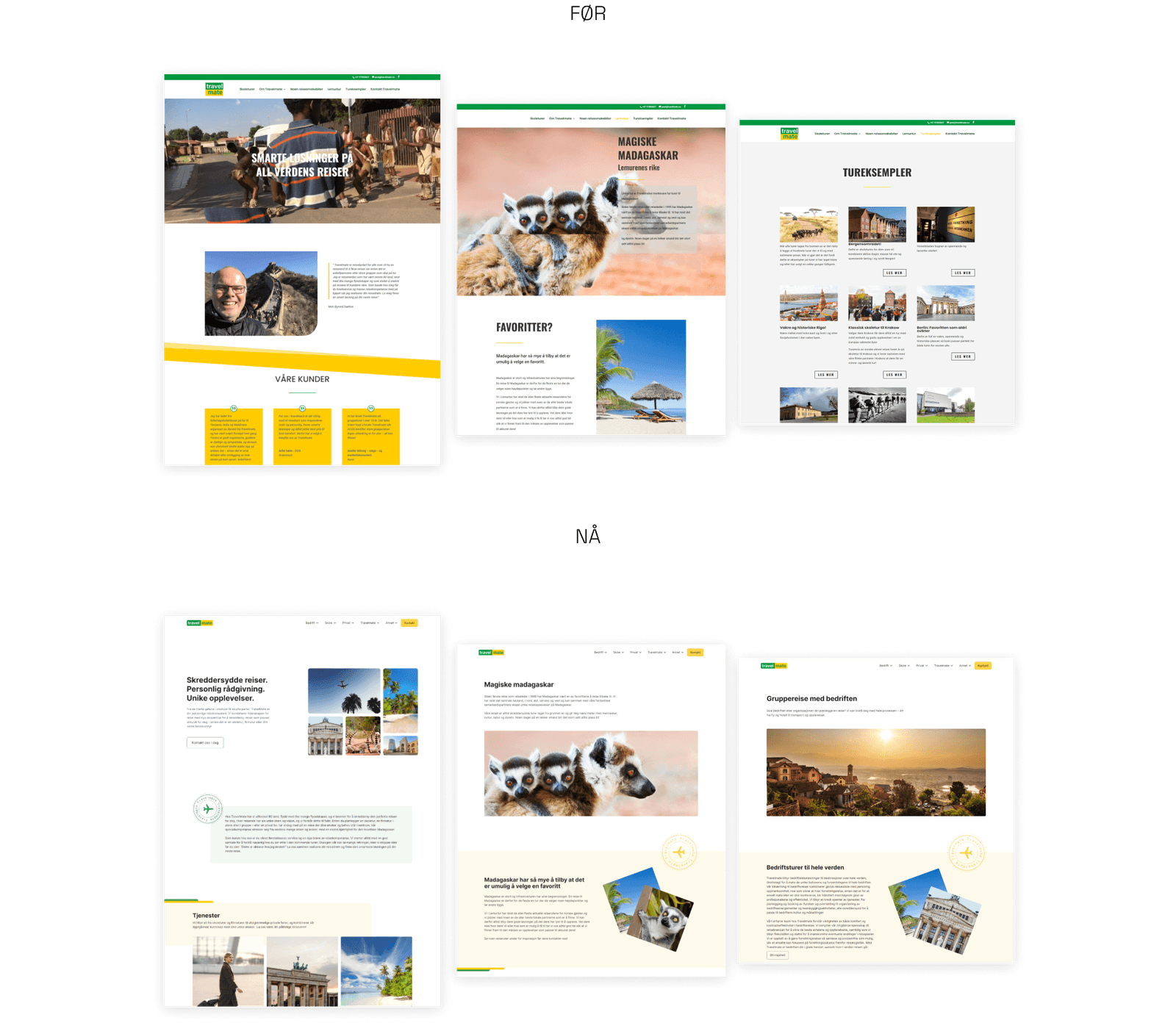 Skjermbilde fra prosjektet Travelmate - nye nettsider